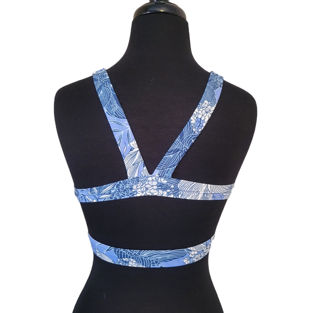 NWT Speedo Floral Bikini Top Small Blue White Sport Swim Top Removable Pads - Picture 6 of 7